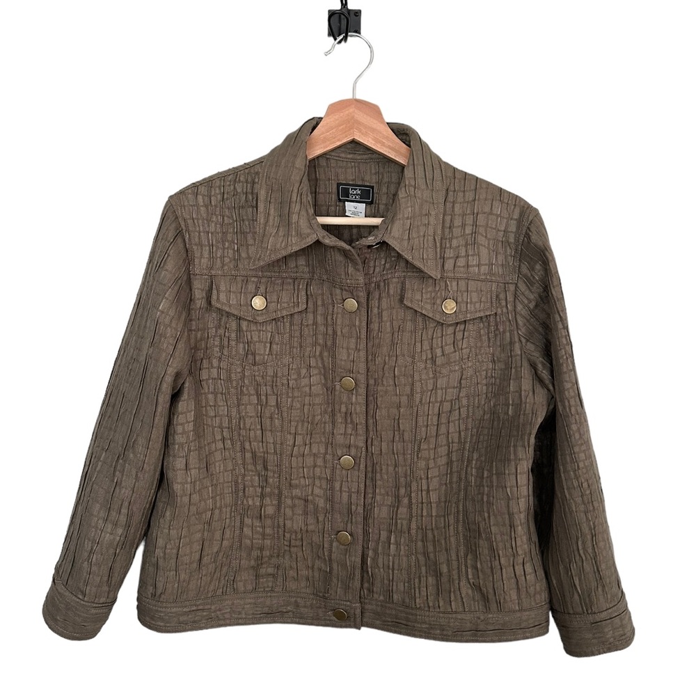 Lark Lane Womens Green Top Jacket Long Sleeve Size 12 - Picture 2 of 8